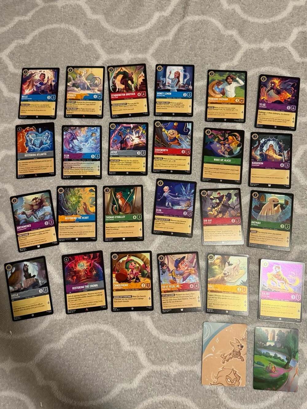 Lot of 26 Disney Lorcana Azurite Sea Rare & Super Rare Trading Cards